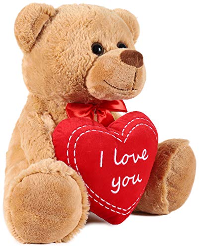 BRUBAKER Oso / Osito de Peluche con 'I Love You' de corazón - 35 cm - Marrón