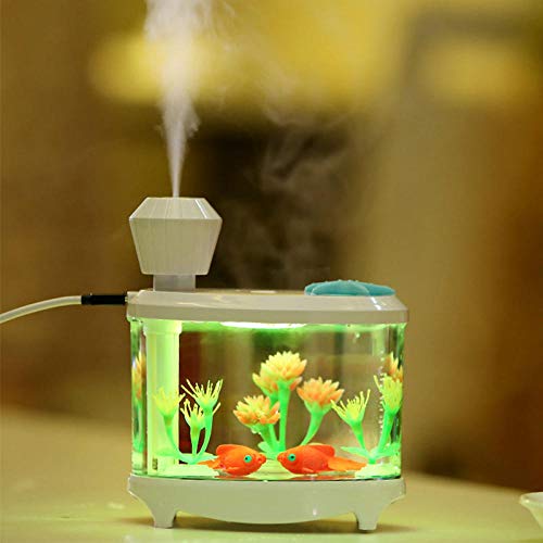 Bryights Humidificador Nuevo 460Ml Humidificador De Aire Tanque De Peces Planta Aceites Esenciales Difusor Aroma Humidificador De Luz USB para Aromaterapia Home Car Office-Blanco