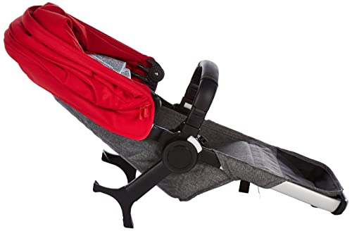 Bugaboo Donkey 3 Twin set de extensión a gemelar completo con capota roja, tejidos gris mélange y chasis aluminio - Te permite convertir tu Bugaboo Donkey 3 Mono en un carrito gemelar lado a lado