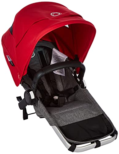 Bugaboo Donkey 3 Twin set de extensión a gemelar completo con capota roja, tejidos gris mélange y chasis aluminio - Te permite convertir tu Bugaboo Donkey 3 Mono en un carrito gemelar lado a lado