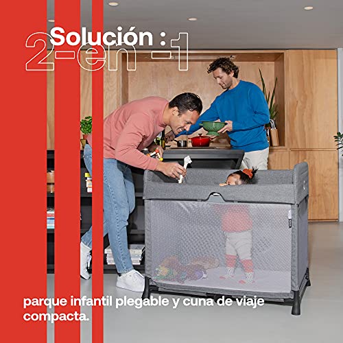 Bugaboo Stardust, 2 en 1: Cuna De Viaje Compacta con Colchón y Patio de Juegos Plegable, Ligero, Despliegue ene 1 Segundo, Bolsa De Transporte, Desde Recién Nacido hasta Niños Pequeños, Gris Mélange