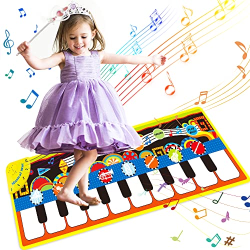 Buluri Piano Alfombra Musical, Alfombra de Piano para Educación Temprana, Alfombra Musical con 5 Modos y 8 Instrumentos, Alfombra de Piano Bebe para Niños Pequeños Niños Niñas (110 x 36 cm)