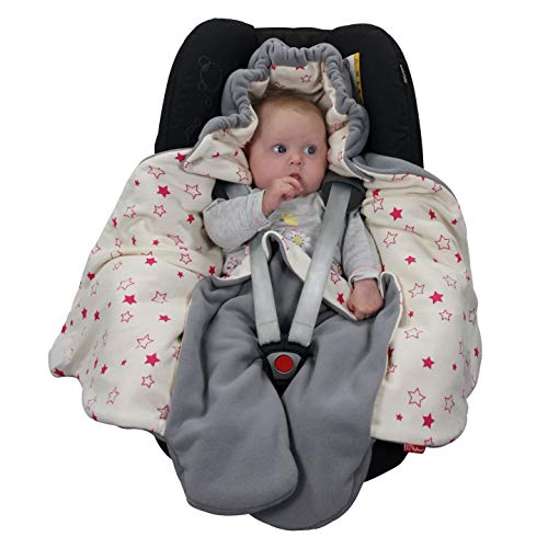 ByBoom® - Manta para envolver al bebé para el período de transición y el verano, para el asiento del bebé en el coche, asiento del Auto, por ejemplo, Maxi-Cosi, Römer, para Buggy, cochecito o cuna, Color:Rosa/Blanco