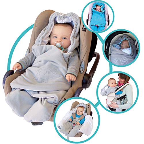 ByBoom® - Manta para envolver al bebé para el período de transición y el verano, para el asiento del bebé en el coche, asiento del Auto, por ejemplo, Maxi-Cosi, Römer, para Buggy, cochecito o cuna, Color:Rosa/Blanco