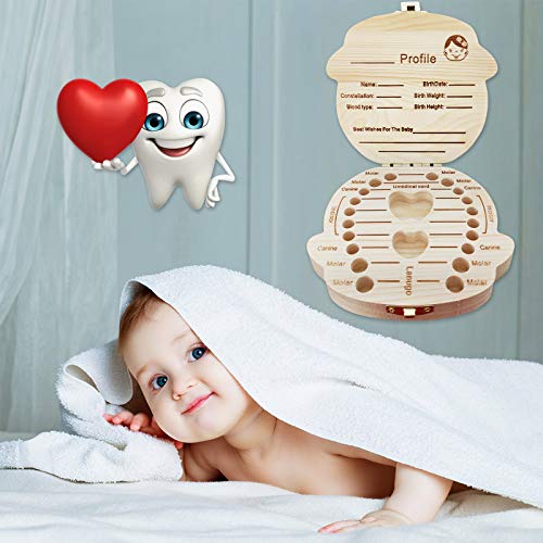 Cajas para Dientes de Bebé ,Caja Dientes ,,Caja para Guardar Dientes para Niños y Niñas ,Caja Para Dientes de Leche Personalizada,Regalo para niños en madera de souvenir.