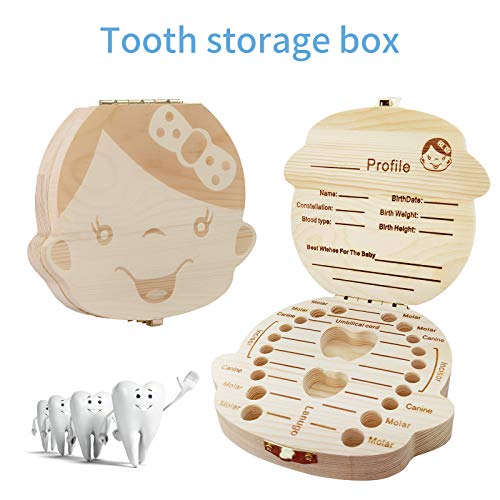 Cajas para Dientes de Bebé ,Caja Dientes ,,Caja para Guardar Dientes para Niños y Niñas ,Caja Para Dientes de Leche Personalizada,Regalo para niños en madera de souvenir.