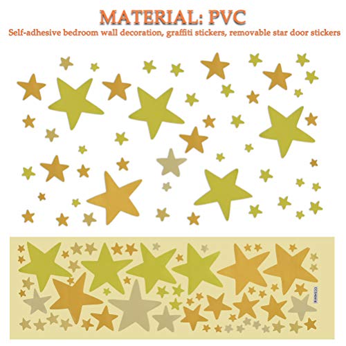 Calcomanía Pegatinas Pared de Estrella Adhesiva Cielo Estrellado 62PCS- Set Pegatinas de Pared Estrella - Bebé Cielo Estrellado para Pegar Pegatina de Pared Decoración de Pared, Niños Pequeños Dorado