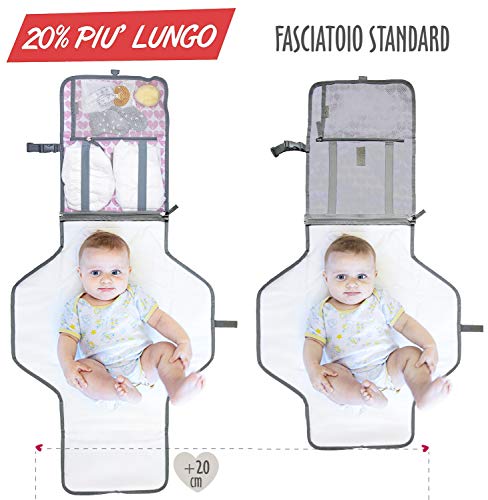 Cambiador portátil plegable de viaje, nuevo modelo 2020, bolso cambiador para pañal colchón y cojín, apto para bebés y niños con portabiberones térmico incluido (Rosa)