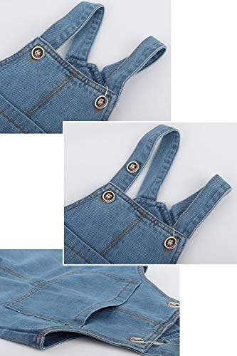 Camilife Bebés Infante Niños Niñas Pantalones de Peto Básicos Algodón Jeans Pantalones con Tirante - Liso Clásico Azul Jeans Talla 100