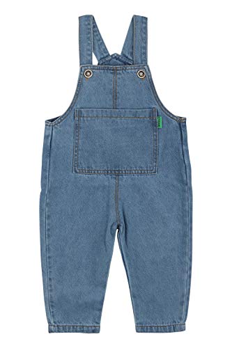 Camilife Bebés Infante Niños Niñas Pantalones de Peto Básicos Algodón Jeans Pantalones con Tirante - Liso Clásico Azul Jeans Talla 100