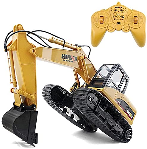 Camión de Juguete de Excavadora a Control Remoto, vehículos de construcción de Excavadora RC a Escala 1/14 para niños, niñas, niños, Tractor RC con Luces, batería Recargable