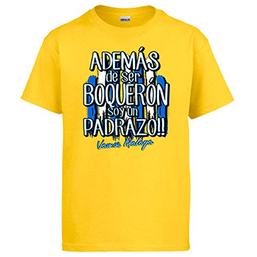 Camiseta además de ser Boquerón Soy un padrazo futbolero de Málaga - Amarillo, 3-4 años