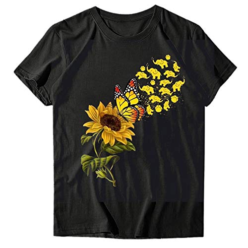 Camiseta de manga corta para mujer con estampado de los años 90, camiseta de verano, elegante y extragrande, Aa-negro., XXL