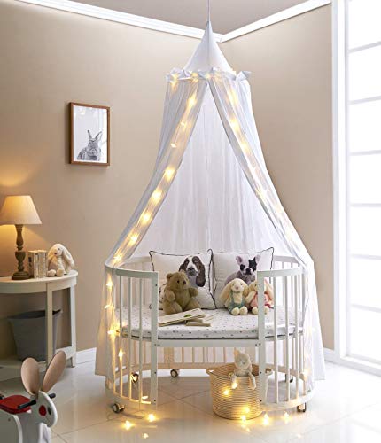 Canopy de Cama Kids Dome Mosquitero de Algodón Tienda de Juego Bueno para Bebé Interior Exterior Jugar Lectura Dormitorio, Altura 240cm (Blanco)