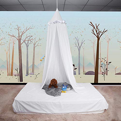 Canopy de Cama Kids Dome Mosquitero de Algodón Tienda de Juego Bueno para Bebé Interior Exterior Jugar Lectura Dormitorio, Altura 240cm (Blanco)