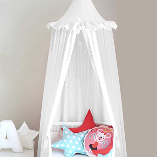 Canopy de Cama Kids Dome Mosquitero de Algodón Tienda de Juego Bueno para Bebé Interior Exterior Jugar Lectura Dormitorio, Altura 240cm (Blanco)