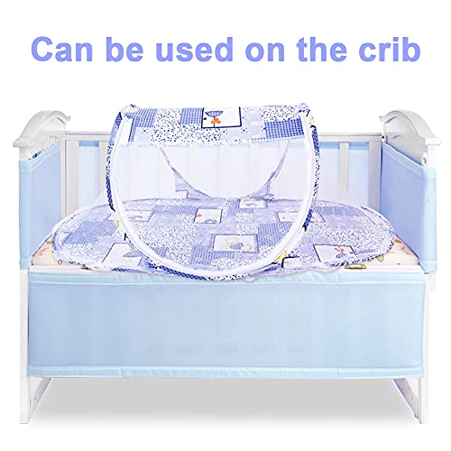 Carpa Cuna Plegable Azul, BKJJ Mosquitera para Tienda, Plegable bebé Cuna Tienda, Mosquitera Plegable portátil para bebés, Cama mosquitera para bebé con Cremallera, 110*60*38 CM