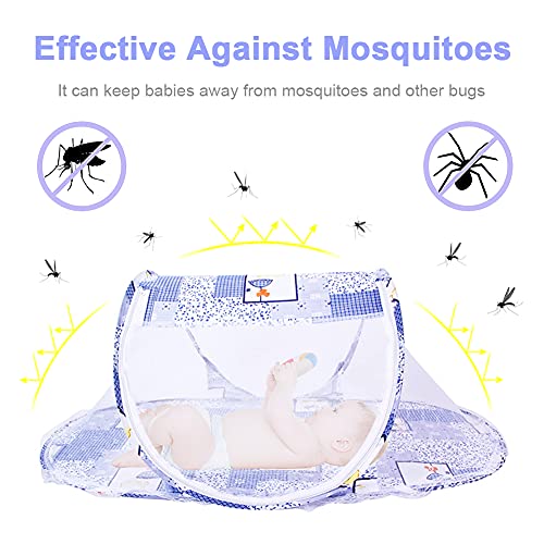 Carpa Cuna Plegable Azul, BKJJ Mosquitera para Tienda, Plegable bebé Cuna Tienda, Mosquitera Plegable portátil para bebés, Cama mosquitera para bebé con Cremallera, 110*60*38 CM