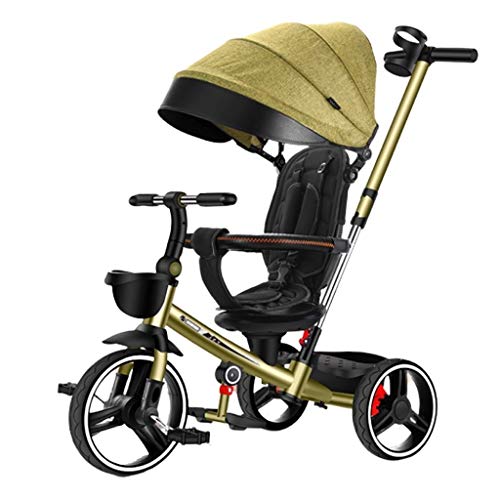 Carritos y sillas de Paseo Coche for niños Plegable Ligero Amortiguador Niño Bicicleta Cochecito de bebé Bebé Niño Cochecito de bebé Bebé Sillas de Paseo (Color : Yellow)