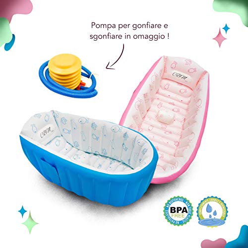 CBM Italy - Bañera para bebé con diseño innovador y portátil, ahorra espacio, ergonómica para niños, para bañera, hinchable y plegable