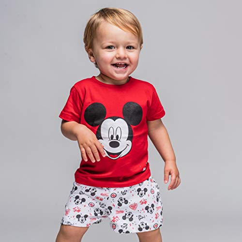 CERDÁ LIFE'S LITTLE MOMENTS Pijama Bebe 12 Meses de Mickey Mouse-Camiseta + Pantalon de Algodón-Color Rojo Juego Unisex bebé