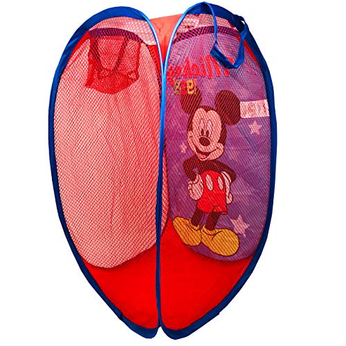 Cesta Plegable Infantil de Tela con Asas Mickey Organizador para Ropa y Juguetes (58x36x36) Cuarto de Niños, Contenedor Habitación Niños, Cesto Dormitorio Bebe, Color Azul