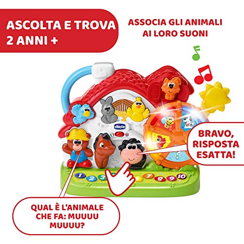 Chicco Granja parlante Bilingüe Italiano/Inglés, Granja con Animales para niños con Luces y Sonidos, 3 Modos de Juego, Juego Educativo electrónico – Juegos Niños 1 – 4 años