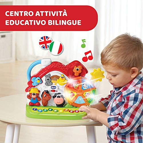 Chicco Granja parlante Bilingüe Italiano/Inglés, Granja con Animales para niños con Luces y Sonidos, 3 Modos de Juego, Juego Educativo electrónico – Juegos Niños 1 – 4 años