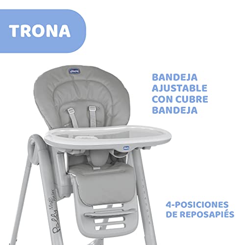 Chicco Polly Magic Relax Trona Evolutiva para Bebés y Hamaca Apta de 0 Meses a 3 Años (15 kg), Compacta, Reclinable y Ajustable con 4 Ruedas, Barra de Juegos y Cojín Reductor, Gris (Moonstone)