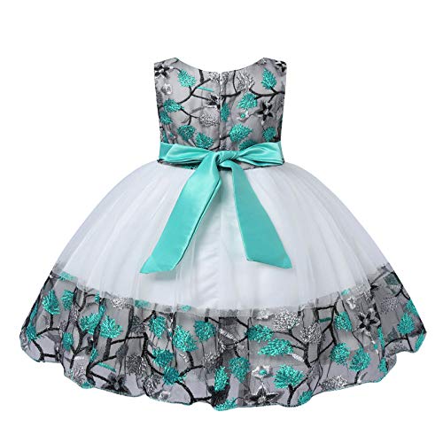 CHICTRY Bebé Niña Floral Petal Bowknot Bautizo Infantil Vestido de Princesa Elegante Vestido de Fiesta Dama de Honor Cumpleaños Turquesa 12-18 mese