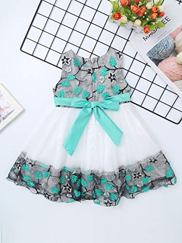 CHICTRY Bebé Niña Floral Petal Bowknot Bautizo Infantil Vestido de Princesa Elegante Vestido de Fiesta Dama de Honor Cumpleaños Turquesa 12-18 mese