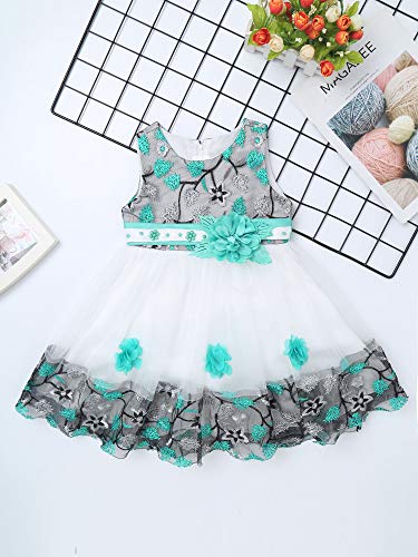 CHICTRY Bebé Niña Floral Petal Bowknot Bautizo Infantil Vestido de Princesa Elegante Vestido de Fiesta Dama de Honor Cumpleaños Turquesa 12-18 mese