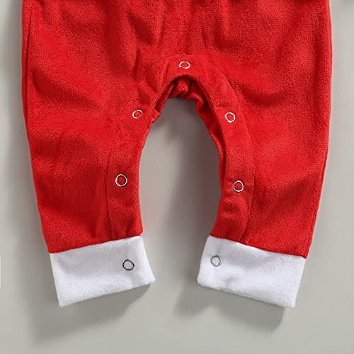 Chollius Vestido de Navidad 2 Piezas Recién Nacido 0-24 Meses Mameluco de Papá Noel Mono de Manga Larga con Cuello Redondo + Sombrero de Bola Botones Cierre Unisex Pijama Cálido (Red-Christmas,90)