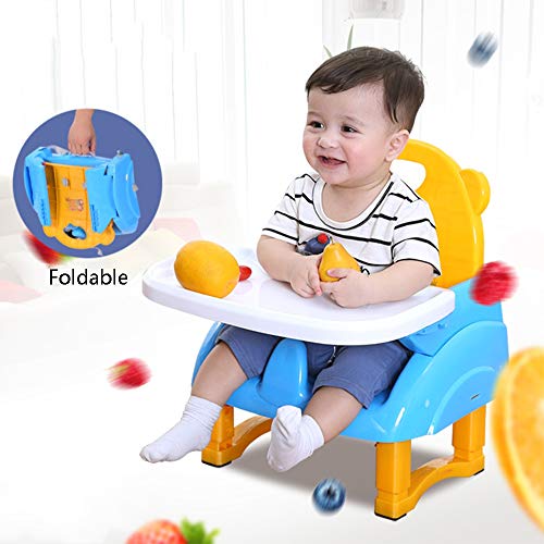 CJY- Cushion 3 en 1 bebé tronas, Plegables portátiles para niños Silla de Comedor, Altura Ajustable con Bandeja extraíble y cinturón de Seguridad de 3 Puntos, Apto para 6 Meses a 3 años de Edad,B