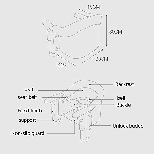 CJY- Cushion Asiento Elevador Portátil, Booster Asiento Plegable Trona En Casa Y De Viaje, Trona Tabla con Bolsa De Transporte, Transpirable del Respaldo Lavable, Apto para 6 Meses A 3 Años De Edad,B