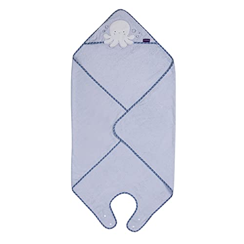 ClevaMama Delantal de bambú para bebés con capucha para recién nacidos, bebés y niños pequeños en bambú ultra suave, absorbente, para niños y niñas de 0 a 4 años, azul, 98 x 98 cm