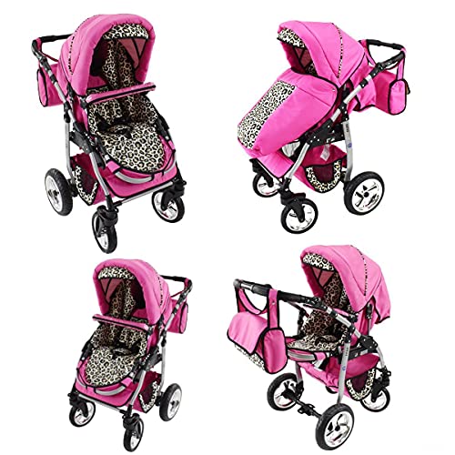 Cochecito 3 en 1 Megaset todo en un Isofix Dino by ChillyKids negro y turquesa, 3 en 1 con portabebés