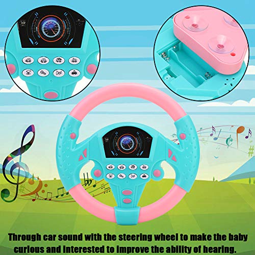 Cochecito de juguete infantil con música, educación, juguete para niños prematuros, juguete inteligente para bebés, juguete eléctrico, volante de simulación infantil (rosa azul)