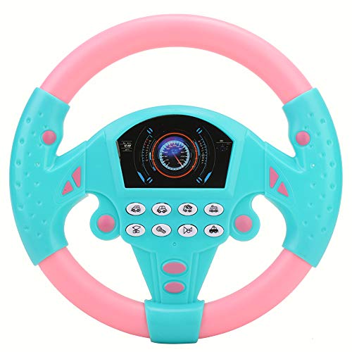 Cochecito de juguete infantil con música, educación, juguete para niños prematuros, juguete inteligente para bebés, juguete eléctrico, volante de simulación infantil (rosa azul)