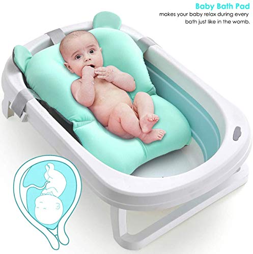 Cojín de baño para bebés recién nacidos, plegable, antideslizante, para asiento de bañera de 0 a 18 meses (H-Blue)