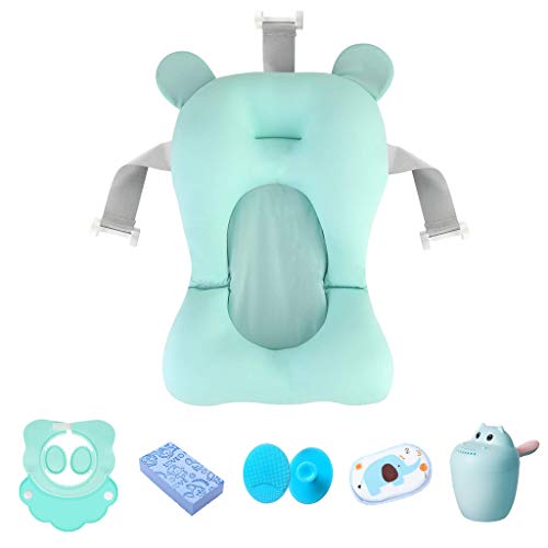 Cojín de baño para bebés recién nacidos, plegable, antideslizante, para asiento de bañera de 0 a 18 meses (H-Blue)