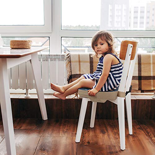 Cojín para silla de comedor – 39 x 39 x 10 cm – Asiento elevador para niños con funda de repuesto (Cushion (jirafa) + cubierta (Bear))