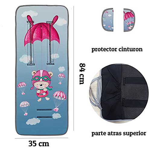 Colchoneta silla paseo universal transpirable de algodon (premium nuvola rosa)