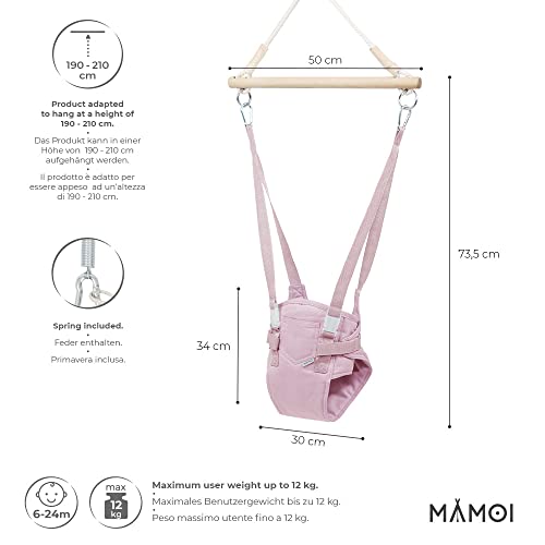 Columpio de puerta para bebé, de algodón, marco para puerta, diseño moderno, a partir de 6 meses, columpio hinchable sostenible para bebés, 100% ecológico