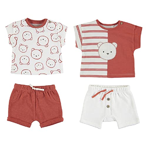 Conjunto bebe niño de 1 a 18 meses – set primera puesta 4 piezas – set recién nacido – conjunto Manga corta Bebe Niño – Camiseta y pantalón corto para bebe (1651, 9 meses)