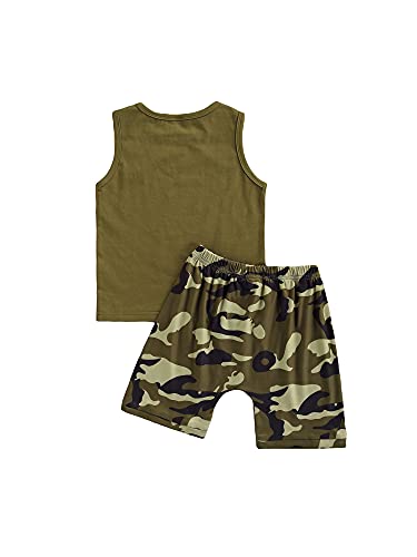 Conjunto de niño/niña de verano camiseta con letras impresas 'Mama 's Girl/Boy 'a manga cuello redondo + pantalones cortos completo para camuflaje Verde Boy 4-5 años