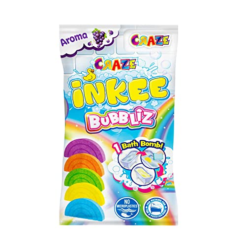 CRAZE INKEE 5 Set Bombas Baño para Niños con forma de arcoíris Bubbliz con aroma a uva en 5 colores diferentes, juguetes baño 30349