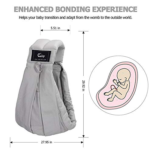 CUBY Portador de Bebé Multifuncional,Cómodo Algodón,Hebilla Ajustable Baby Carrier, Ergonómica, sexo masculino y femenino Baby Wrap ( Rosa Flamenco ) (Gris)