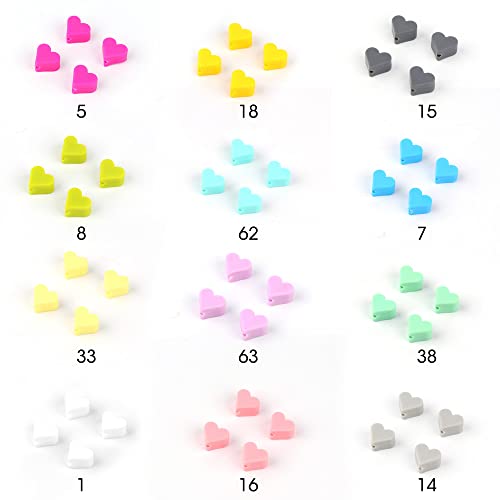 Cuentas de dentición de silicona para bebé de 20 piezas, Mini cuentas masticables sin BPA en forma de corazón para joyería DIY, accesorios de juguete para regalo de bebé-I