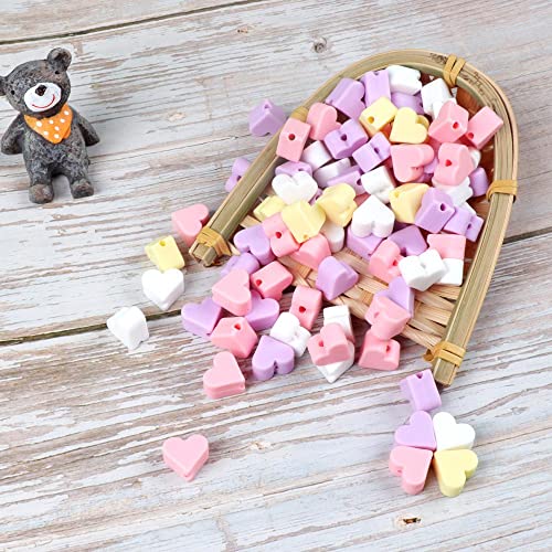 Cuentas de dentición de silicona para bebé de 20 piezas, Mini cuentas masticables sin BPA en forma de corazón para joyería DIY, accesorios de juguete para regalo de bebé-I